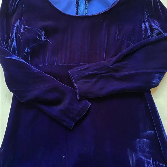 Vintage 70’s Milkmaid Velvet Goth Blue Peasant Gunne Sax 80’s Maxi Dress Gown M - Picture 3 of 17